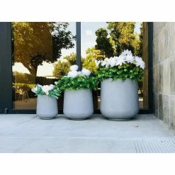 KANTE 17.3 in. Tall Natural Lightweight Concrete Footed Tulip Outdoor Round Planter (Set of 3) -KANTE Sales natural kante plant pots rf2015022bcd c80021 1f 1000