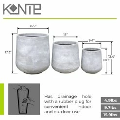 KANTE 17.3 in. Tall Natural Lightweight Concrete Footed Tulip Outdoor Round Planter (Set of 3) -KANTE Sales natural kante plant pots rf2015022bcd c80021 44 1000
