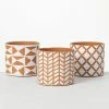 SULLIVANS Geometric Print Terracotta Pot - Set of 3 2 SULLIVANS Geometric Print Terracotta Pot - Set of 3 -KANTE Sales orange and white patterned sullivans plant pots cmt1200 64 1000