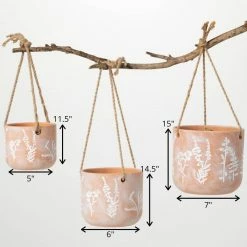 SULLIVANS Terracotta Herb Hanging Ceramic Planters - Set of 3 -KANTE Sales orange sullivans plant pots cm3008 1f 1000