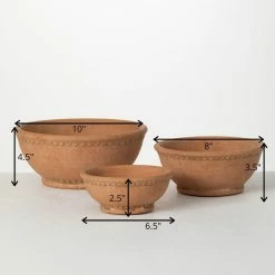SULLIVANS Adobe Cement Dish Planter - Set of 3 -KANTE Sales orange sullivans plant pots cmt1218 44 1000