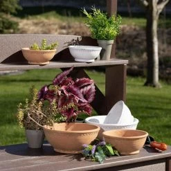 SULLIVANS Adobe Cement Dish Planter - Set of 3 -KANTE Sales orange sullivans plant pots cmt1218 4f 1000