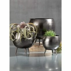 SULLIVANS Pewter Metal Pot With Feet (Set of 3) -KANTE Sales pewter sullivans plant pots met1626 4f 1000