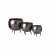 SULLIVANS Pewter Metal Pot With Feet (Set of 3) -KANTE Sales pewter sullivans plant pots met1626 64 1000