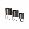 SULLIVANS Pewter Metal Planter With Stand (Set of 3) -KANTE Sales pewter sullivans plant pots met1627 64 1000