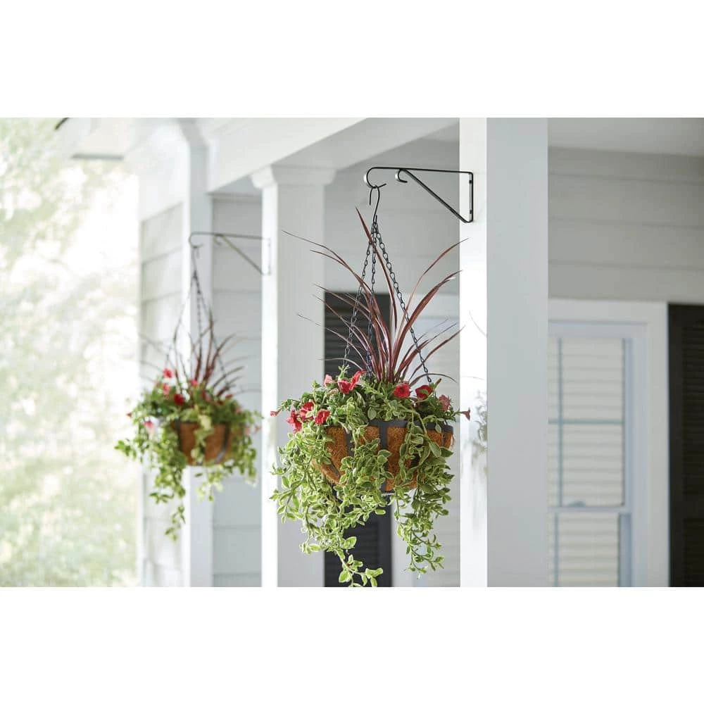 Vigoro 9.81 in. x 0.625 in. x 4.5 in. Black Iron Plant Bracket 4 Vigoro 9.81 in. x 0.625 in. x 4.5 in. Black Iron Plant Bracket - Image 2