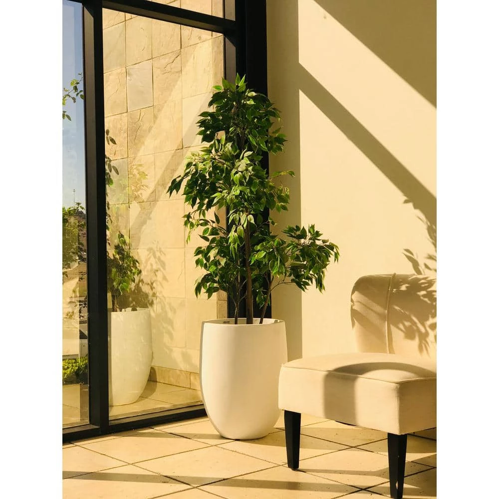 KANTE 21.7 in. H Round Pure White Concrete Indoor Outdoor Modern Tall Planter 11 KANTE 21.7 in. H Round Pure White Concrete Indoor Outdoor Modern Tall Planter - Image 9