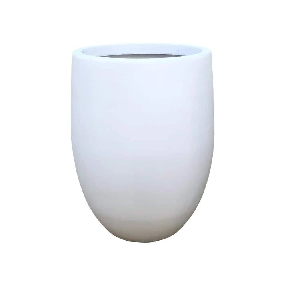 KANTE 21.7 in. H Round Pure White Concrete Indoor Outdoor Modern Tall Planter 6 KANTE 21.7 in. H Round Pure White Concrete Indoor Outdoor Modern Tall Planter - Image 4