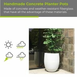 KANTE 21.7 in. H Round Pure White Concrete Indoor Outdoor Modern Tall Planter 21 KANTE 21.7 in. H Round Pure White Concrete Indoor Outdoor Modern Tall Planter -KANTE Sales pure white kante plant pots osc0066a c80011 d4 1000