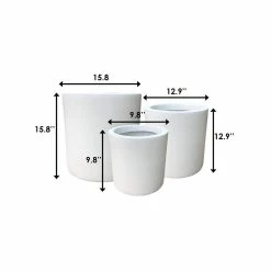KANTE 15.8 in. x 12.9 in. & 9.8 in. W Round Pure White Concrete/Fiberglass Indoor Outdoor Modern Seamless Planters (Set of 3) 9 KANTE 15.8 in. x 12.9 in. & 9.8 in. W Round Pure White Concrete/Fiberglass Indoor Outdoor Modern Seamless Planters (Set of 3) -KANTE Sales pure white kante plant pots osc0119abc c80011 1f 1000