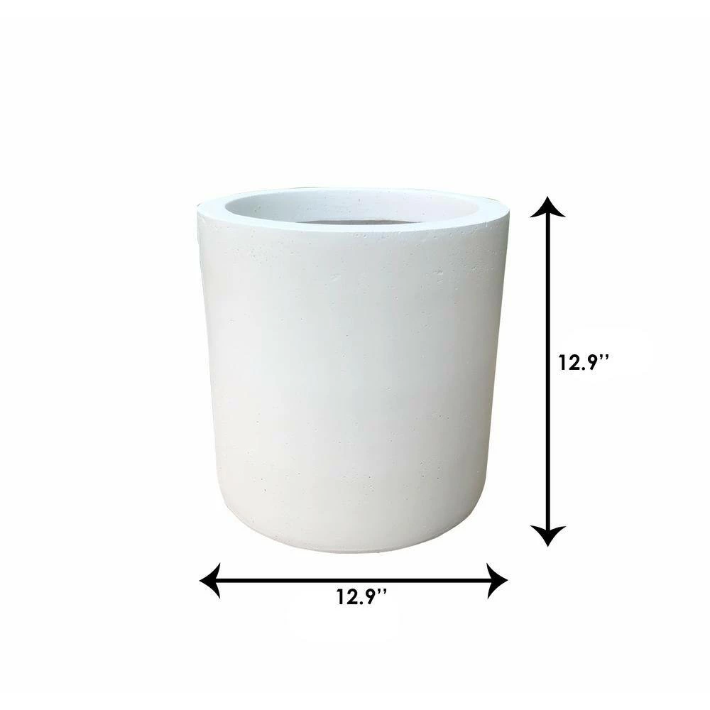 KANTE 12.9 in. W Round Pure White Concrete/Fiberglass Indoor Outdoor Modern Seamless Planter 7 KANTE 12.9 in. W Round Pure White Concrete/Fiberglass Indoor Outdoor Modern Seamless Planter - Image 5