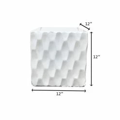 KANTE 12 in. H Square Pure White Concrete/Fiberglass Indoor Outdoor Elegant Retro Planter -KANTE Sales pure white kante plant pots osf0201b c80011 76 1000