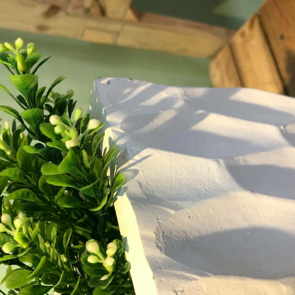 KANTE 27.6 in. H Square Pure White Concrete/Fiberglass Indoor Outdoor Elegant Retro Tall Planter 5 KANTE 27.6 in. H Square Pure White Concrete/Fiberglass Indoor Outdoor Elegant Retro Tall Planter - Image 3