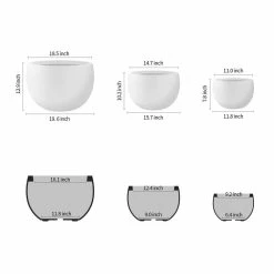 KANTE 20 in., 16 in. and 12 in. W Pure White Concrete Round Elegant Planters (Set of 3), Outdoor Indoor Modern Planter Pots -KANTE Sales pure white kante plant pots rc0049abc c80011 1f 1000