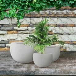 KANTE 20 in., 16 in. and 12 in. W Pure White Concrete Round Elegant Planters (Set of 3), Outdoor Indoor Modern Planter Pots -KANTE Sales pure white kante plant pots rc0049abc c80011 fa 1000