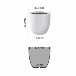 KANTE 13.39 in. x 12.6 in. Round Pure White Lightweight Concrete and Fiberglass Indoor Outdoor Planter with Drainage Hole 11 KANTE 13.39 in. x 12.6 in. Round Pure White Lightweight Concrete and Fiberglass Indoor Outdoor Planter with Drainage Hole -KANTE Sales pure white kante plant pots rc0152b c80011 4f 1000