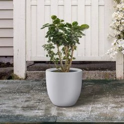 KANTE 13.39 in. x 12.6 in. Round Pure White Lightweight Concrete and Fiberglass Indoor Outdoor Planter with Drainage Hole 15 KANTE 13.39 in. x 12.6 in. Round Pure White Lightweight Concrete and Fiberglass Indoor Outdoor Planter with Drainage Hole -KANTE Sales pure white kante plant pots rc0152b c80011 76 1000