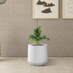 KANTE 17.3 in. H Round Pure White Concrete Planter, Outdoor Indoor Large Planter Pots Containers with Drainage Holes -KANTE Sales pure white kante plant pots rf2015022b c80011 66 1000