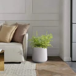 KANTE 13.4 in. H Pure White Tuliped Round Concrete Planter, Outdoor Indoor Large Planter Pots, Containers with Drainage Holes -KANTE Sales pure white kante plant pots rf2015022c c80011 1f 1000