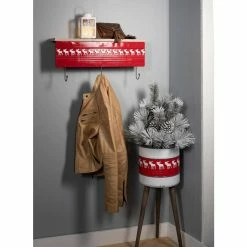 SULLIVANS Red & White Reindeer Metal and Wood Planter Stand (Set of 2) -KANTE Sales red sullivans plant pots met1741 4f 1000