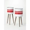 SULLIVANS Red & White Reindeer Metal and Wood Planter Stand (Set of 2) -KANTE Sales red sullivans plant pots met1741 64 1000