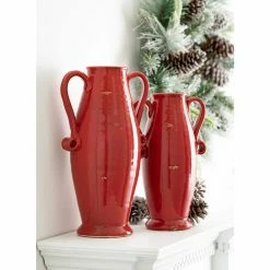 SULLIVANS Red Ceramic Handled Urn (Set of 2) 9 SULLIVANS Red Ceramic Handled Urn (Set of 2) -KANTE Sales red sullivans urn planters cm2955 4f 1000