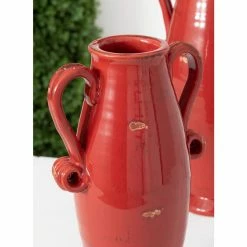 SULLIVANS Red Ceramic Handled Urn (Set of 2) 8 SULLIVANS Red Ceramic Handled Urn (Set of 2) -KANTE Sales red sullivans urn planters cm2955 c3 1000