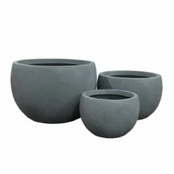 KANTE 20 in., 16 in. and 12 in. W Round Slate Gray Concrete/Fiberglass Indoor Outdoor Elegant Bowl Planters (Set of 3) -KANTE Sales slate gray kante plant pots osc0049abc c60611 c3 1000
