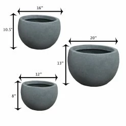 KANTE 20 in., 16 in. and 12 in. W Round Slate Gray Concrete/Fiberglass Indoor Outdoor Elegant Bowl Planters (Set of 3) -KANTE Sales slate gray kante plant pots osc0049abc c60611 d4 1000