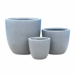KANTE 18", 14" and 10"W Round Slate Gray Lightweight Concrete/Fiberglass Indoor Outdoor Elegant Seamless Planters (Set of 3) -KANTE Sales slate gray kante plant pots osc0050abc c60611 c3 1000