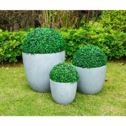 KANTE 18", 14" and 10"W Round Slate Gray Lightweight Concrete/Fiberglass Indoor Outdoor Elegant Seamless Planters (Set of 3) -KANTE Sales slate gray kante plant pots osc0050abc c60611 fa 1000