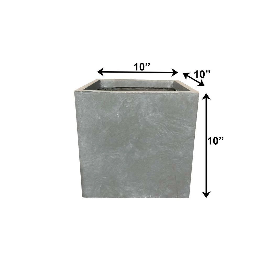 KANTE 10 in. W Square Slate Gray Lightweight Concrete/Fiberglass Indoor Outdoor Modern Elegant Planter 4 KANTE 10 in. W Square Slate Gray Lightweight Concrete/Fiberglass Indoor Outdoor Modern Elegant Planter - Image 2