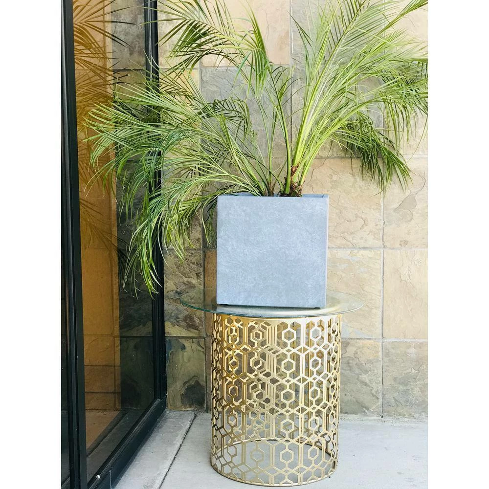 KANTE 10 in. W Square Slate Gray Lightweight Concrete/Fiberglass Indoor Outdoor Modern Elegant Planter 8 KANTE 10 in. W Square Slate Gray Lightweight Concrete/Fiberglass Indoor Outdoor Modern Elegant Planter - Image 6
