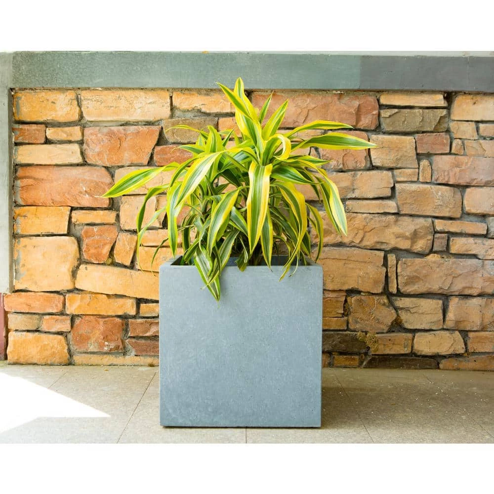 KANTE 10 in. W Square Slate Gray Lightweight Concrete/Fiberglass Indoor Outdoor Modern Elegant Planter 3 KANTE 10 in. W Square Slate Gray Lightweight Concrete/Fiberglass Indoor Outdoor Modern Elegant Planter
