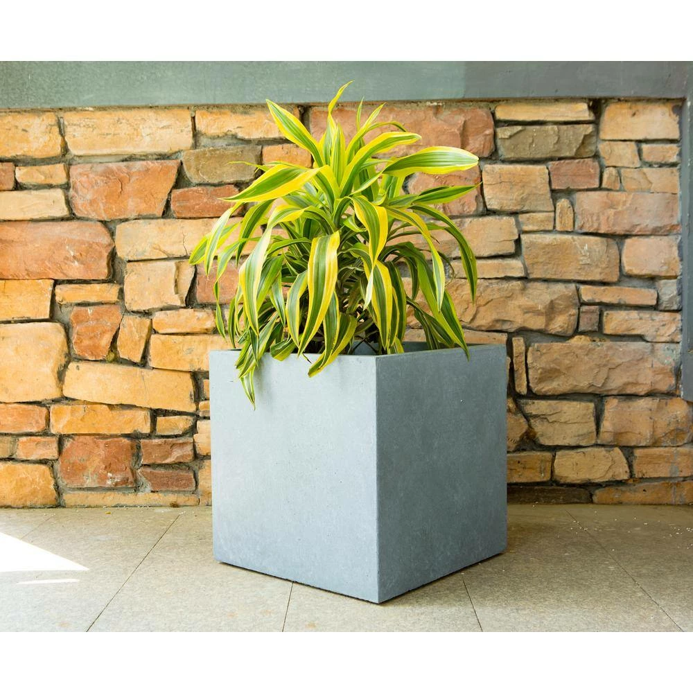 KANTE 10 in. W Square Slate Gray Lightweight Concrete/Fiberglass Indoor Outdoor Modern Elegant Planter 6 KANTE 10 in. W Square Slate Gray Lightweight Concrete/Fiberglass Indoor Outdoor Modern Elegant Planter - Image 4