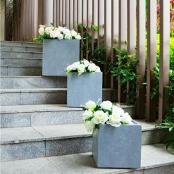 KANTE 16 in. x 12 in. and 10 in. W Square Slate Gray Concrete/Fiberglass Indoor Outdoor Elegant Planters -KANTE Sales slate gray kante plant pots osf0001abc c60611 4f 1000