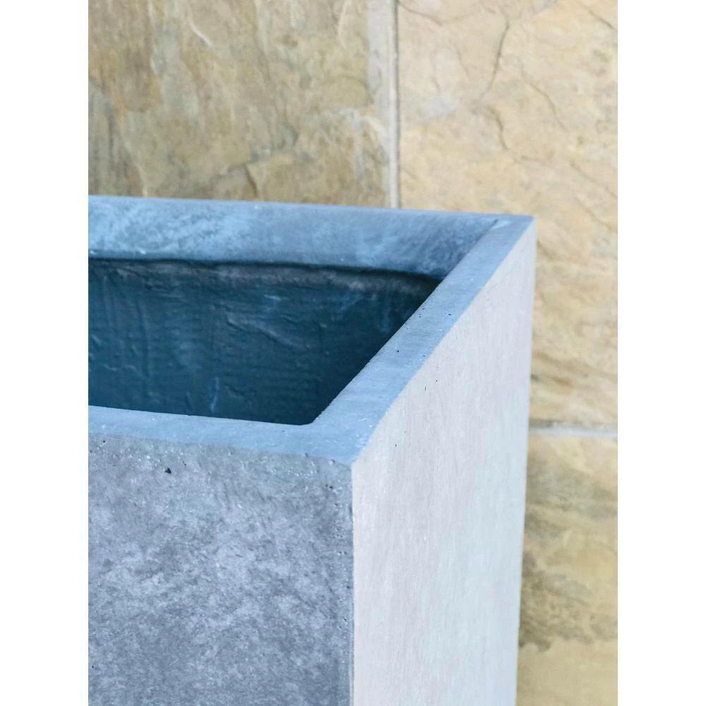 KANTE 20 in. H Square Slate Gray Lightweight Concrete/Fiberglass Indoor Outdoor Elegant Tall Planter 5 KANTE 20 in. H Square Slate Gray Lightweight Concrete/Fiberglass Indoor Outdoor Elegant Tall Planter - Image 3