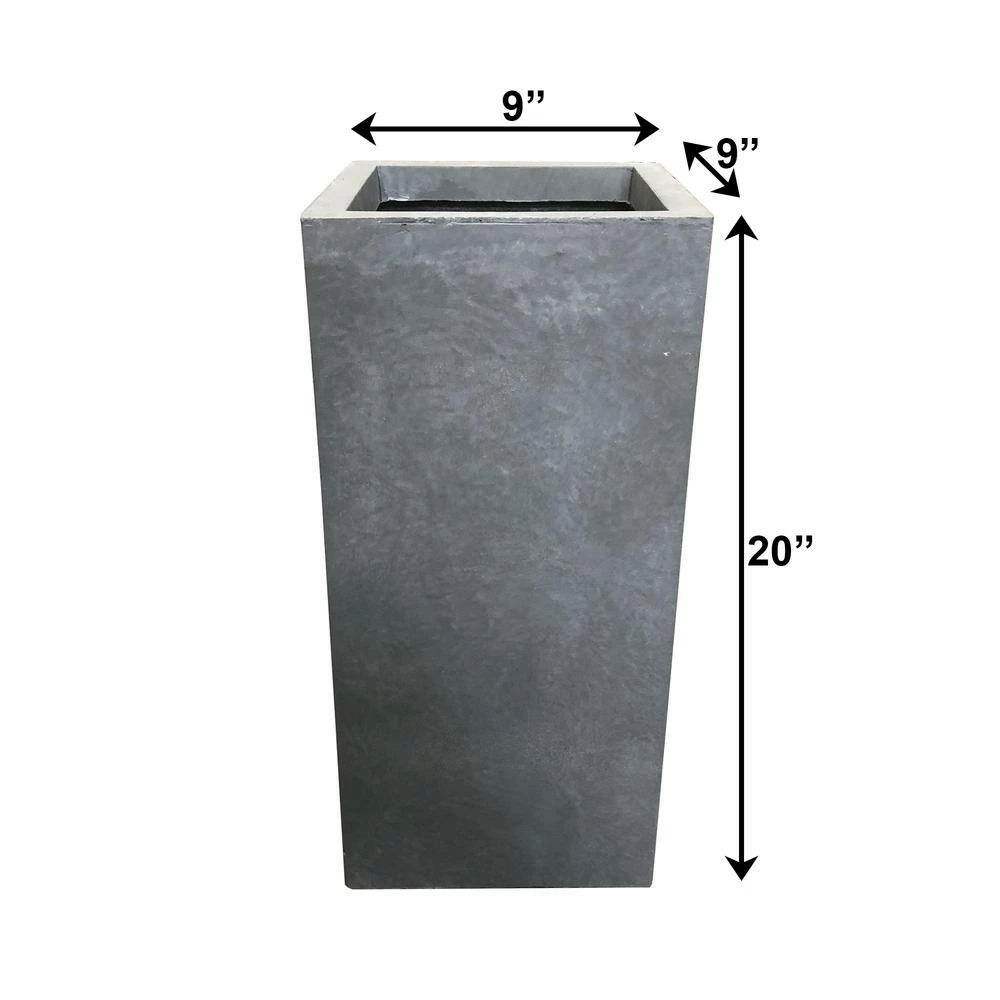 KANTE 20 in. H Square Slate Gray Lightweight Concrete/Fiberglass Indoor Outdoor Elegant Tall Planter 8 KANTE 20 in. H Square Slate Gray Lightweight Concrete/Fiberglass Indoor Outdoor Elegant Tall Planter - Image 6