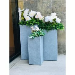 KANTE 28 in. x 24 in. and 20 in. H Square Slate Gray Concrete/Fiberglass Indoor Outdoor Modern Tall Planters -KANTE Sales slate gray kante plant pots osf0002abc c60611 44 1000