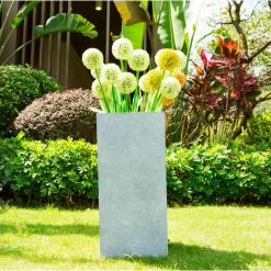KANTE 24 in. H Square Slate Gray Concrete/Fiberglass Indoor Outdoor Elegant Tall Planter 10 KANTE 24 in. H Square Slate Gray Concrete/Fiberglass Indoor Outdoor Elegant Tall Planter -KANTE Sales slate gray kante plant pots osf0002b c60611 4f 1000