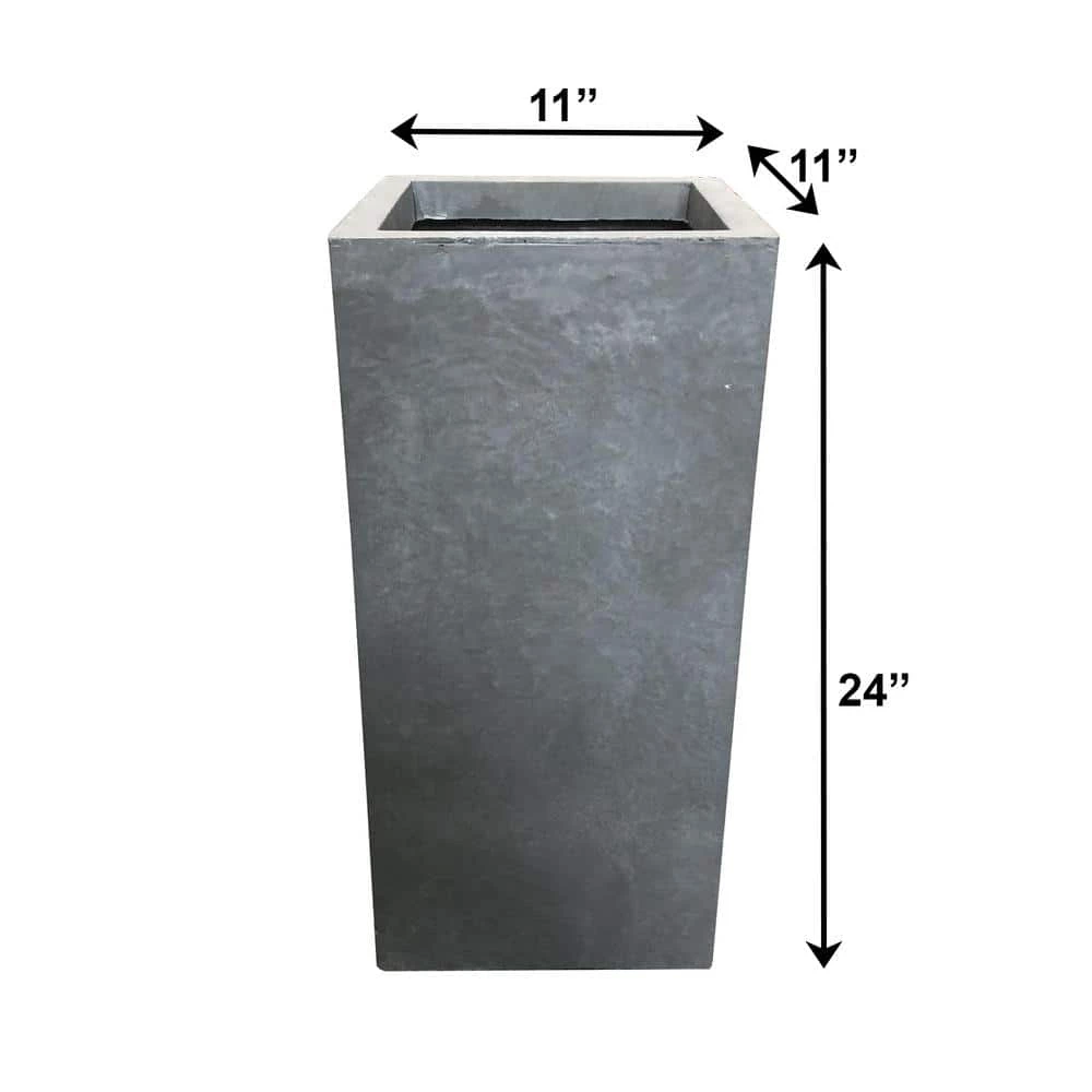 KANTE 24 in. H Square Slate Gray Concrete/Fiberglass Indoor Outdoor Elegant Tall Planter 8 KANTE 24 in. H Square Slate Gray Concrete/Fiberglass Indoor Outdoor Elegant Tall Planter - Image 6