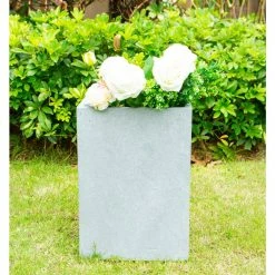 KANTE 13 in. H Square Slate Gray Lightweight Concrete/Fiberglass Indoor Outdoor Modern Planter -KANTE Sales slate gray kante plant pots osf0007a c60611 1f 1000