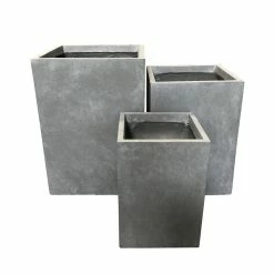 KANTE 19 in. x 16 in. and 13 in. H Square Slate Gray Concrete/Fiberglass Indoor Outdoor Elegant Planters (Set of 3) 12 KANTE 19 in. x 16 in. and 13 in. H Square Slate Gray Concrete/Fiberglass Indoor Outdoor Elegant Planters (Set of 3) -KANTE Sales slate gray kante plant pots osf0007abc c60611 c3 1000