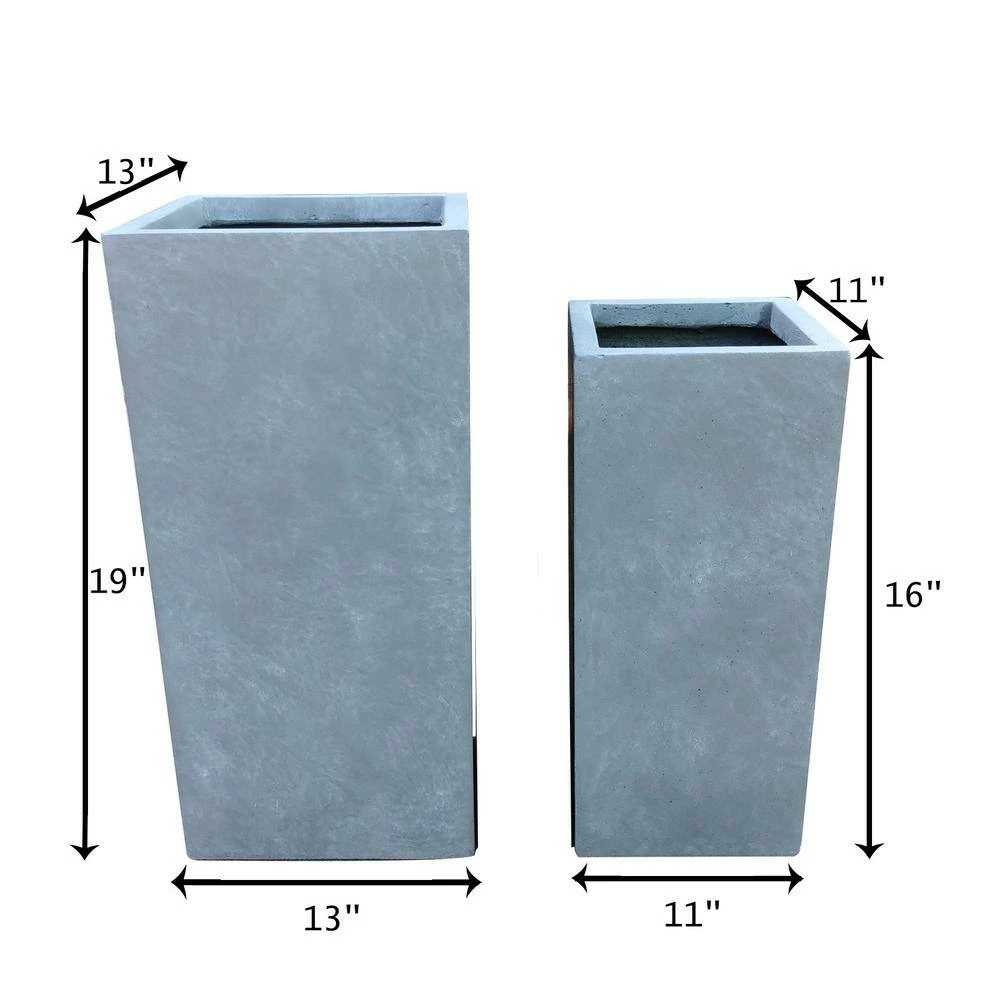 KANTE 19 in. and 16 in. H Square Slate Gray Concrete/Fiberglass Indoor Outdoor Modern Seamless Planters 6 KANTE 19 in. and 16 in. H Square Slate Gray Concrete/Fiberglass Indoor Outdoor Modern Seamless Planters - Image 4