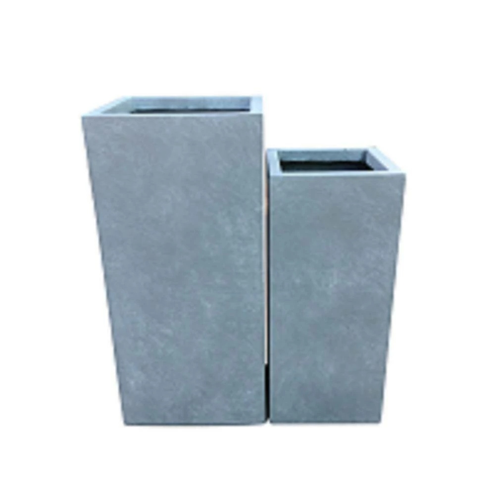KANTE 19 in. and 16 in. H Square Slate Gray Concrete/Fiberglass Indoor Outdoor Modern Seamless Planters 5 KANTE 19 in. and 16 in. H Square Slate Gray Concrete/Fiberglass Indoor Outdoor Modern Seamless Planters - Image 3