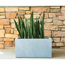 KANTE 23 in. L Rectangular Slate Gray Concrete/Fiberglass Indoor Outdoor Modern Planter -KANTE Sales slate gray kante plant pots osf0104a c60611 4f 1000