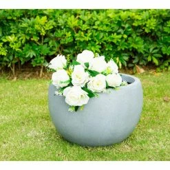KANTE 8 in. Tall Slate Gray Lightweight Concrete Outdoor Round Bowl Planter -KANTE Sales slate gray kante plant pots rc0049a c60611 4f 1000