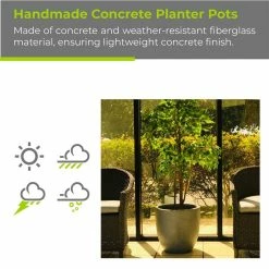 KANTE 12 in. Tall Slate Gray Lightweight Concrete Round Modern Outdoor Planter 16 KANTE 12 in. Tall Slate Gray Lightweight Concrete Round Modern Outdoor Planter -KANTE Sales slate gray kante plant pots rc0050b c60611 fa 1000