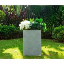 KANTE Small 13 in. Tall Slate Gray Lightweight Concrete Square Outdoor Planter -KANTE Sales slate gray kante plant pots rf0007a c60611 4f 1000