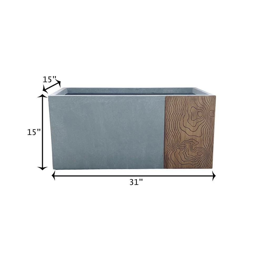 KANTE 31 in. L Rectangular Timber Ridge Concrete/Fiberglass Indoor Outdoor Elegant Long Planter 12 KANTE 31 in. L Rectangular Timber Ridge Concrete/Fiberglass Indoor Outdoor Elegant Long Planter - Image 10